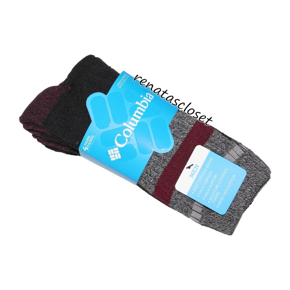 Columbia Men's 4-Pair Top Striped Crew Sock Set NWT